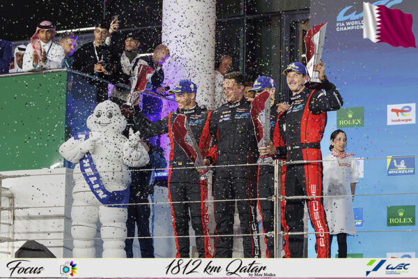 06 ESTRE Kevin (fra), LOTTERER André (ger), VANTHOOR Laurens (bel), Porsche Penske Motorsport, Porsche 963 #06, Hypercar,  podium, portrait, during the Qatar Airways Qatar 1812 KM, 1st round of the 2024 FIA World Endurance Championship, from February 29 to March 02, 2024 on the Losail International Circuit in Lusail, Qatar - Photo Frédéric Le Floc'h / DPPI